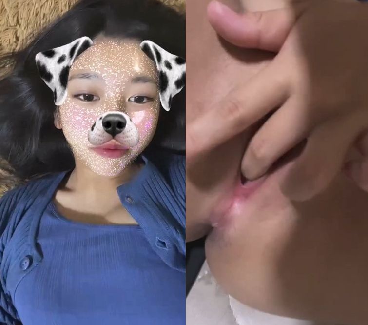 귀여운 소녀 자위 셀카