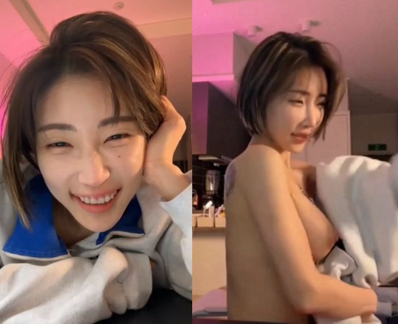 타투 보여준다면서 은근슬쩍 가슴자랑하는 방송인