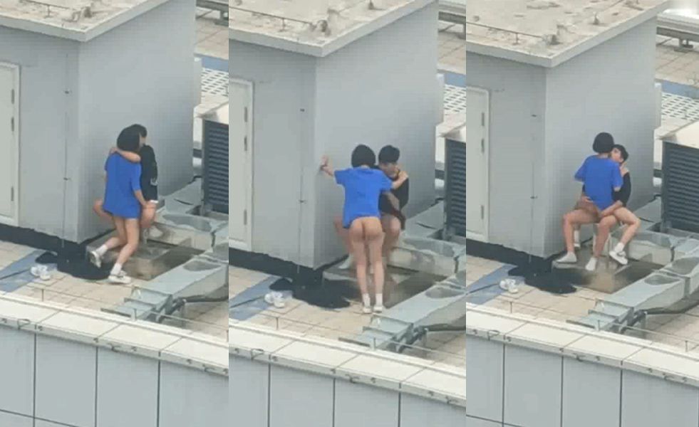점심시간 여친 옥상으로 불러내서 숏타임 뛰는 커플